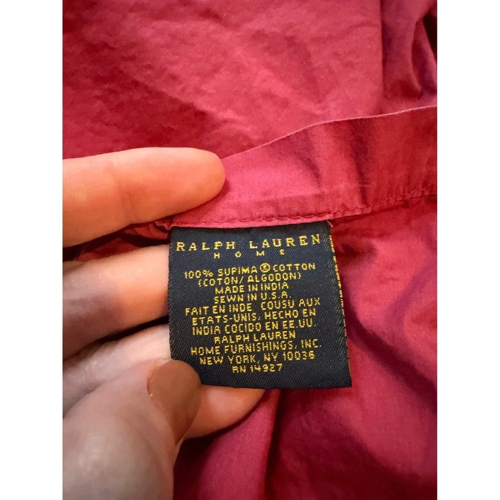 Ralph Lauren Home Twin Flat Sheet Burgundy Red 100% Supima Cotton Hemstitch